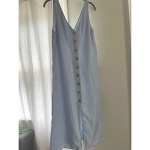 Reformation Light Blue Midi Linen w Buttons
